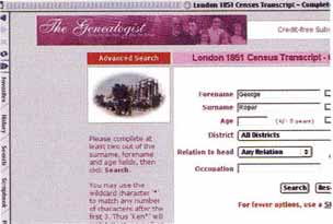 genalogist.co.uk screen shot of transcript page
