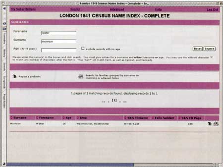 London 1841 Census index