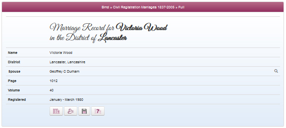 Victoria Wood's marriage record