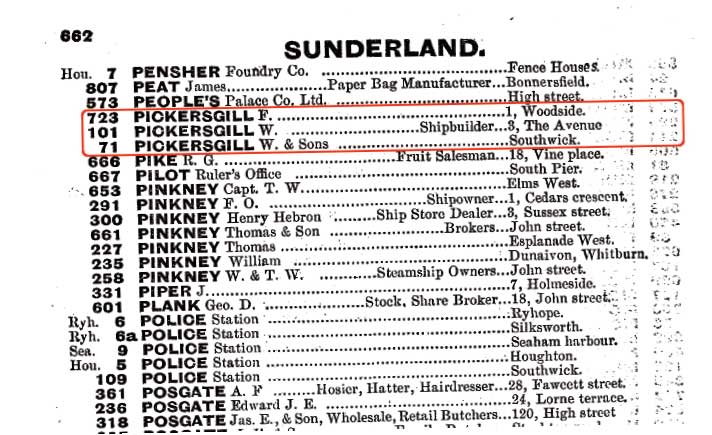 Pickersgill record in telephone directory