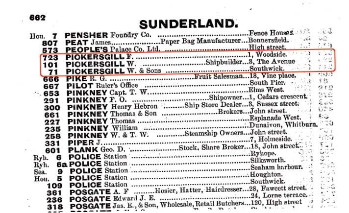 Pickersgill record in telephone directory