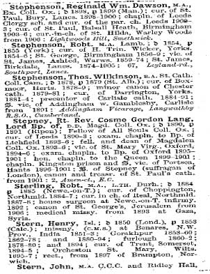 1907 Clergy List