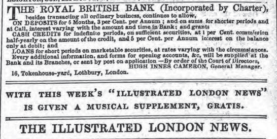 Advertisement in the Illustrated London News, 21 February 1852