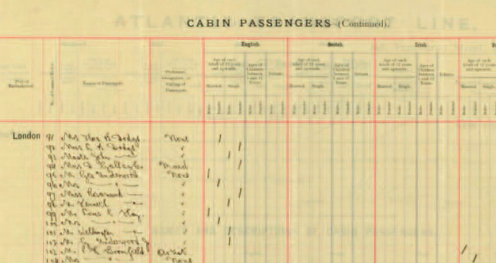 The Dodge family in passenger list records at TheGenealogist