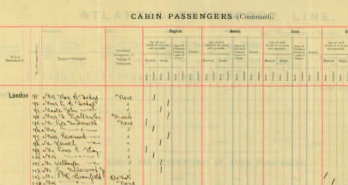 The Dodge family in passenger list records at TheGenealogist