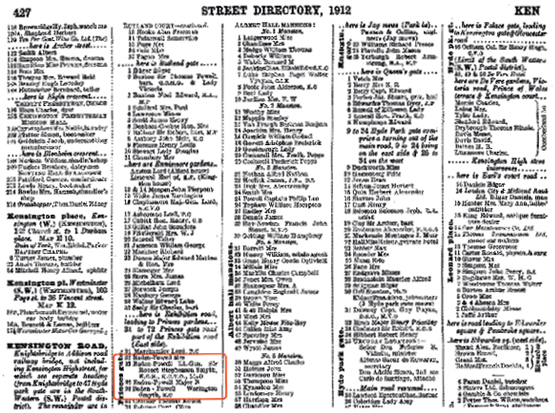 1912 Kelly’s London Post Office Directory