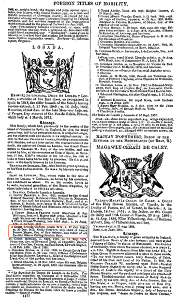 Burke’s Dictionary of Peerage & Baronetage 1885