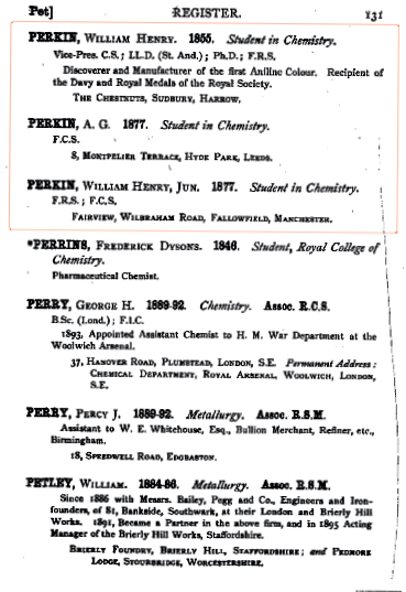 Royal College of Chemistry Register