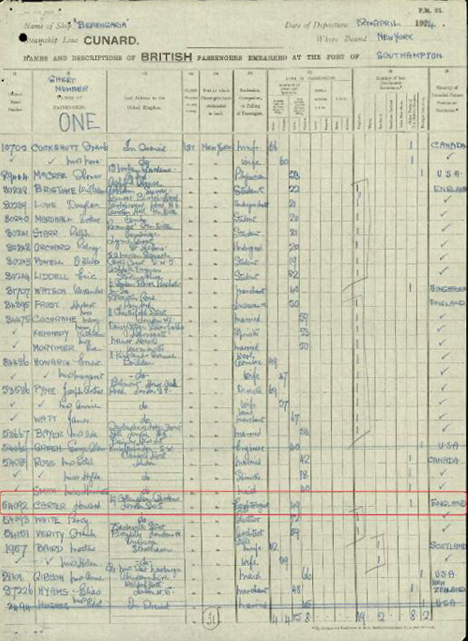 Passenger list