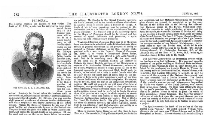 Obituary in the Illustrated London News