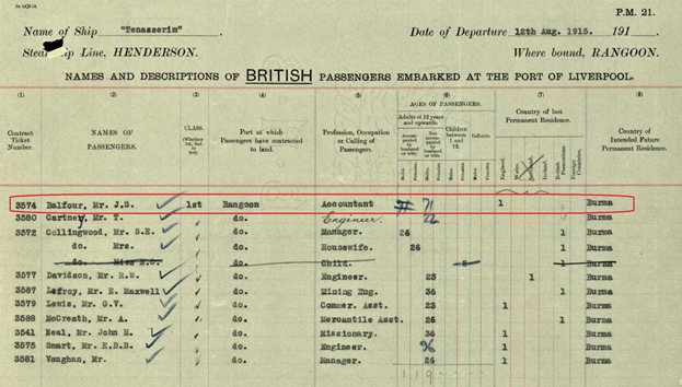 Burma Passenger list