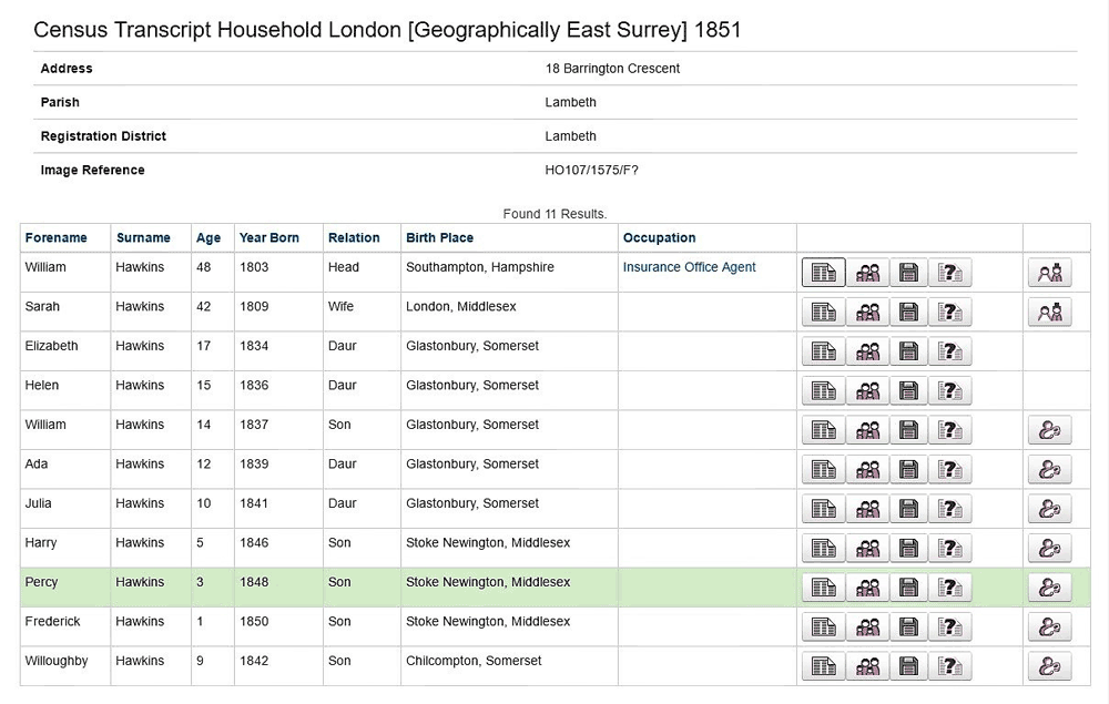 1851 Census record