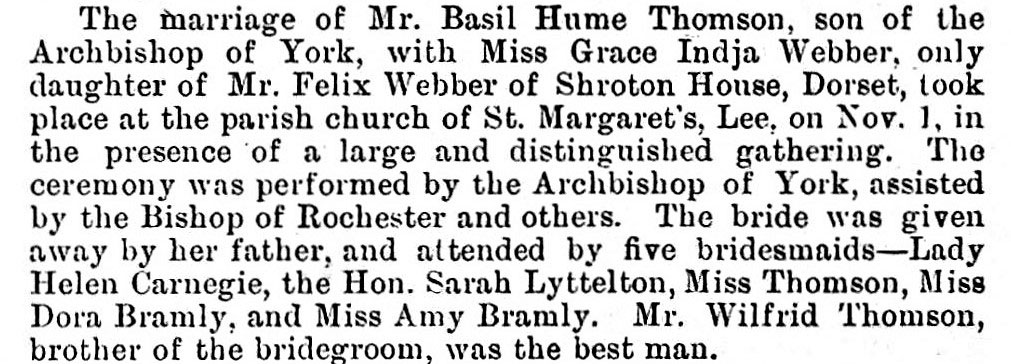 The Thomsons' marriage in The Illustrated London News