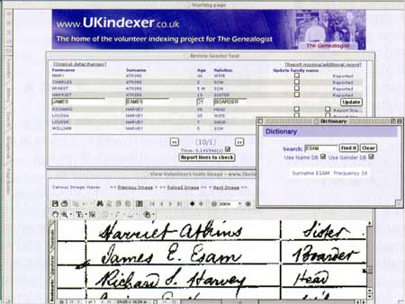 UK indexer, screenshot