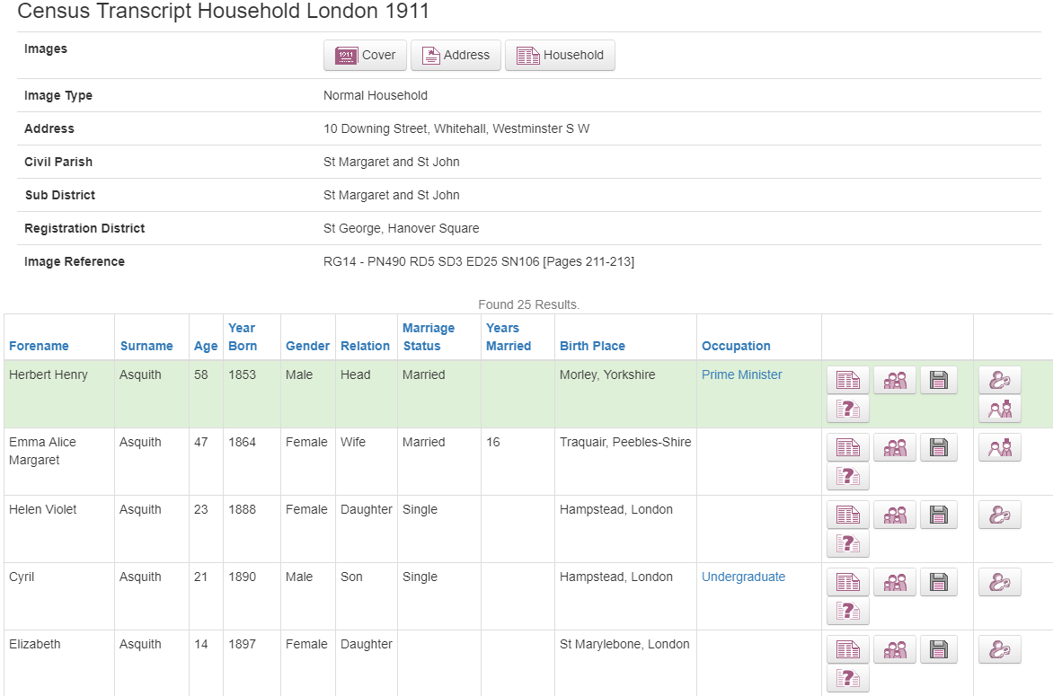 Census transcript for Herbert Asquith